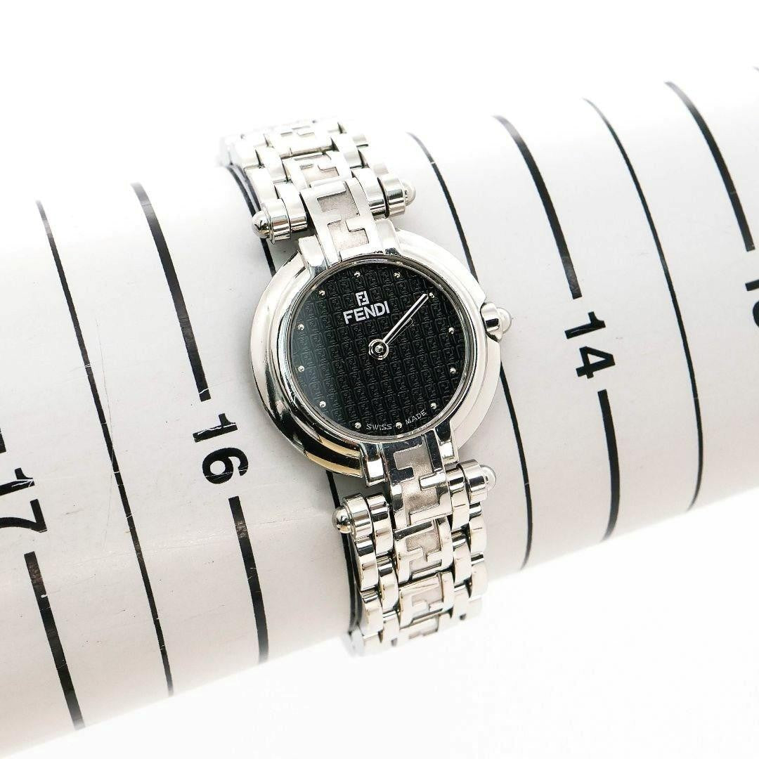 FENDI 750L Watch Wristwatch FF Zucca Logo Black Silver Women's Authentic