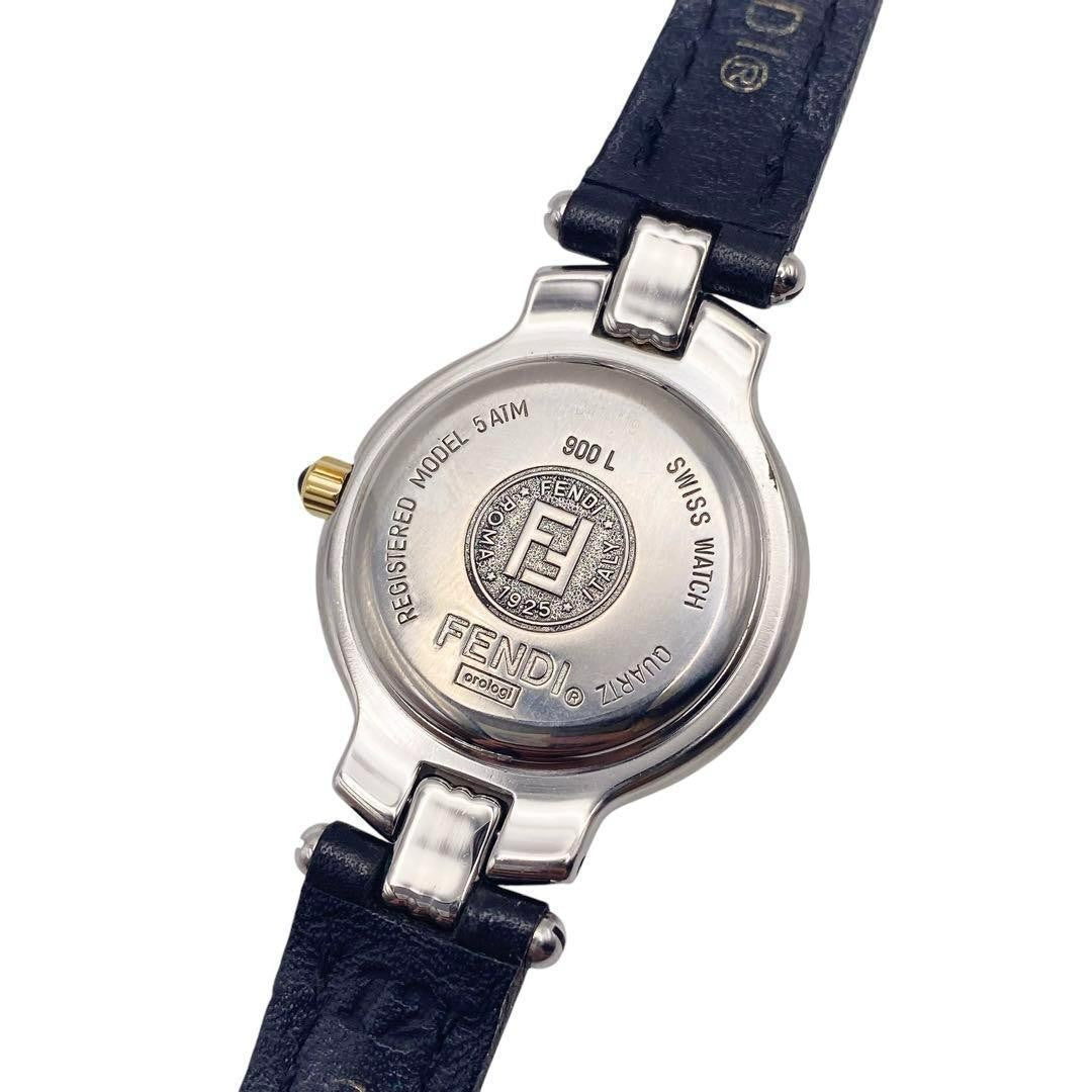 FENDI Quartz Watch Wristwatch FF Logo White Gold Women's Authentic