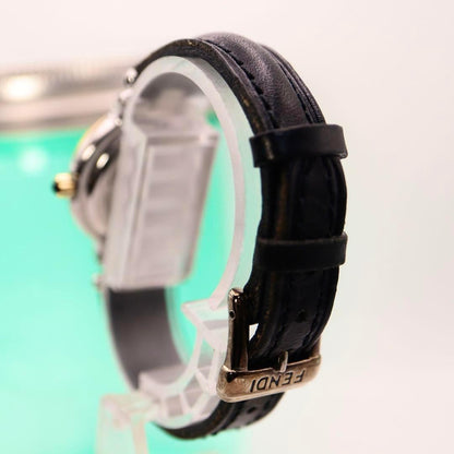 FENDI Quartz Watch Wristwatch FF Logo White Gold Women's Authentic