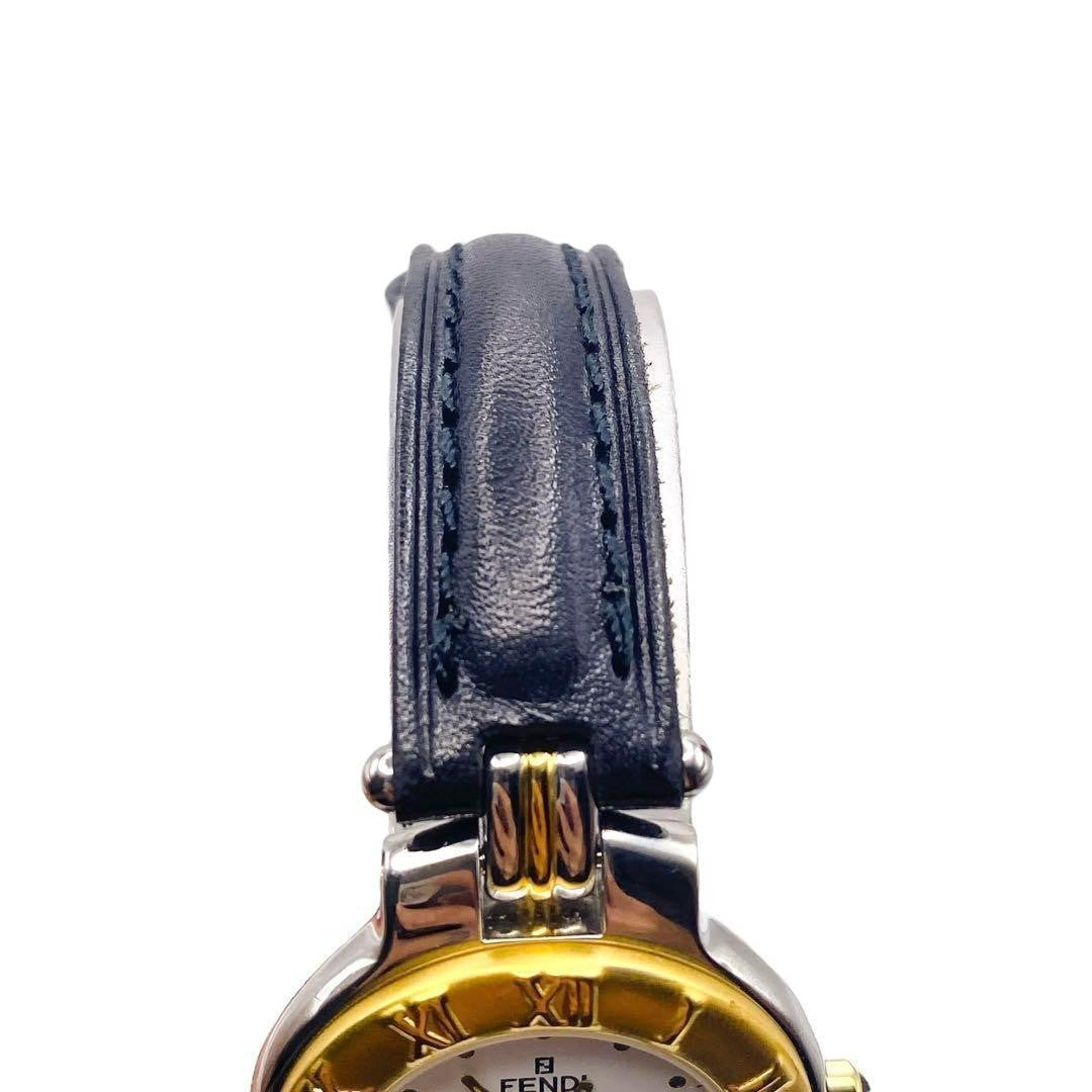 FENDI Quartz Watch Wristwatch FF Logo White Gold Women's Authentic