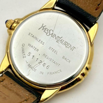Saint Laurent Quartz Watch Wristwatch YSL Cassandra White Black Women's Auth