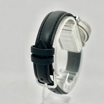 Saint Laurent Quartz Watch Wristwatch Logo Black Silver Women's Authentic