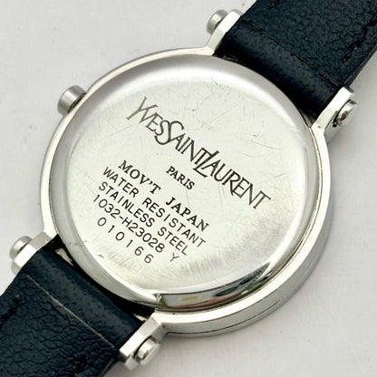Saint Laurent Quartz Watch Wristwatch Logo Black Silver Women's Authentic