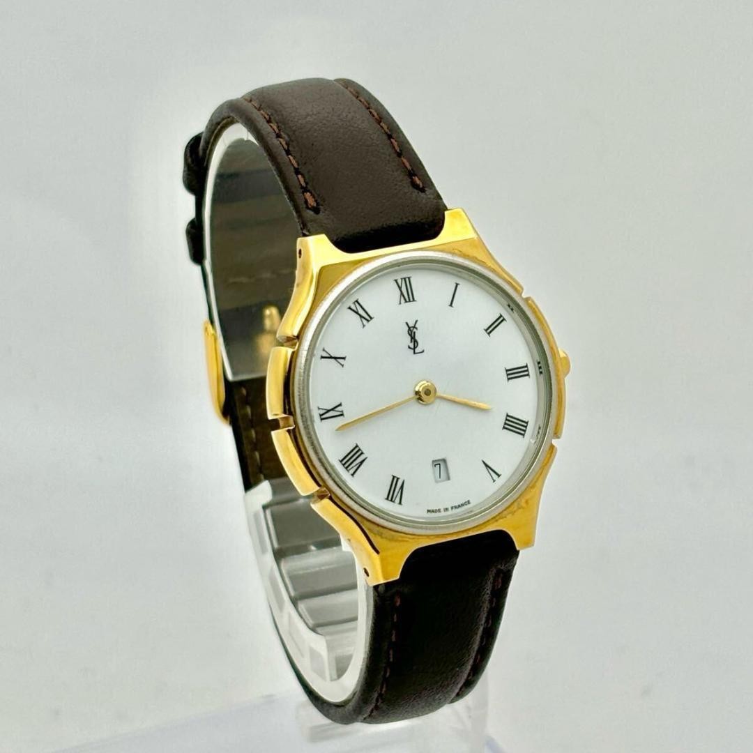 Saint Laurent Quartz Watch Wristwatch YSL Cassandra White Gold Women's Auth