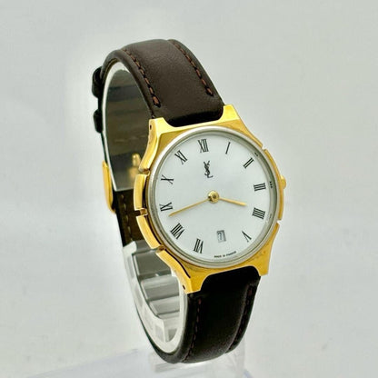 Saint Laurent Quartz Watch Wristwatch YSL Cassandra White Gold Women's Auth
