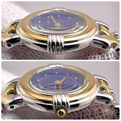 Saint Laurent Quartz Watch Wristwatch YSL Cassandra Gold Navy Women's Auth