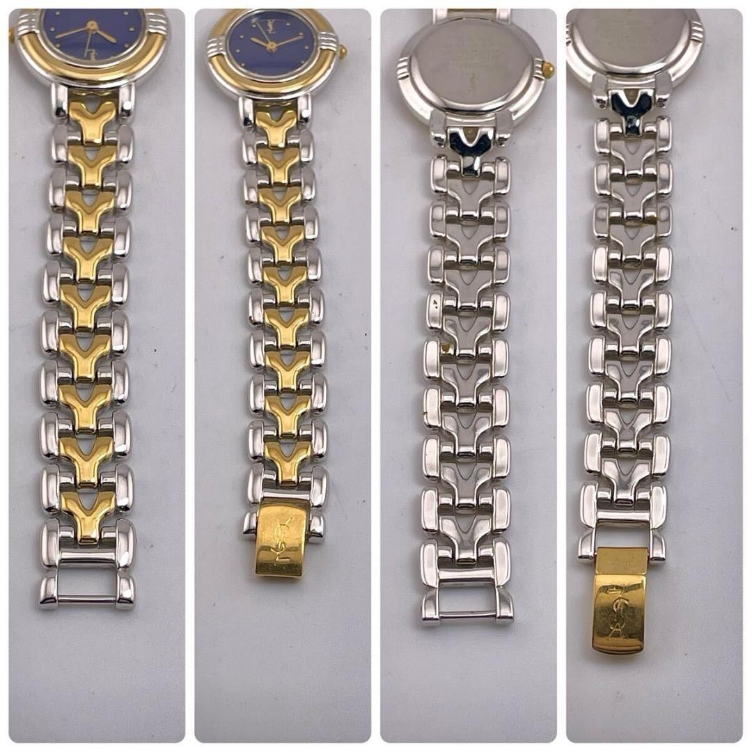 Saint Laurent Quartz Watch Wristwatch YSL Cassandra Gold Navy Women's Auth