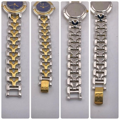 Saint Laurent Quartz Watch Wristwatch YSL Cassandra Gold Navy Women's Auth