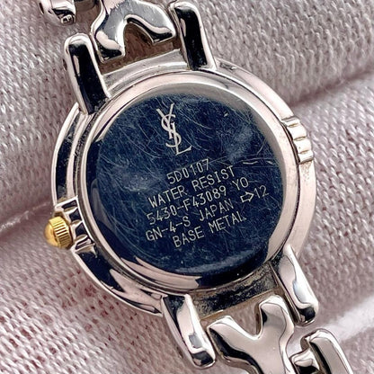 Saint Laurent Quartz Watch Wristwatch YSL Cassandra Gold Navy Women's Auth