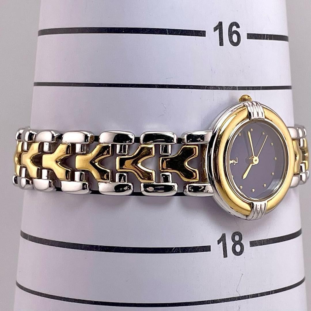 Saint Laurent Quartz Watch Wristwatch YSL Cassandra Gold Navy Women's Auth