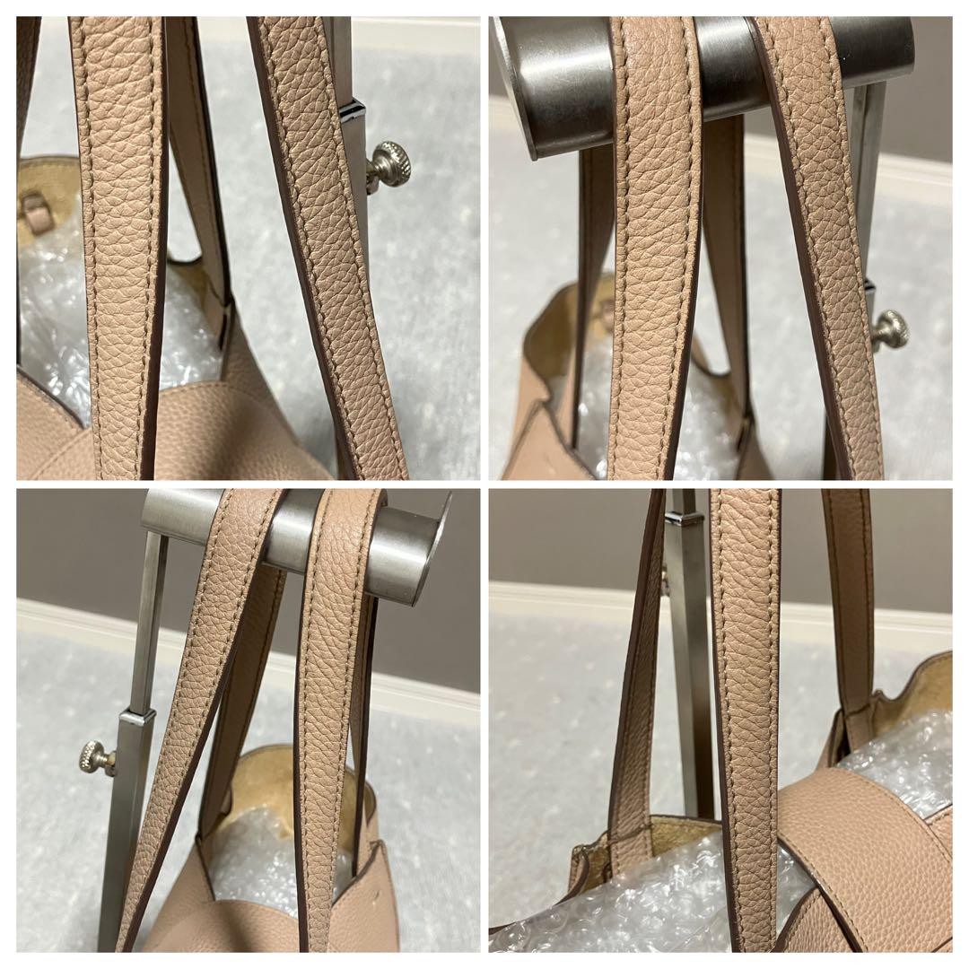 TOD'S Hand Shoulder Bag Tote Purse 2way Leather Pink Beige Authentic