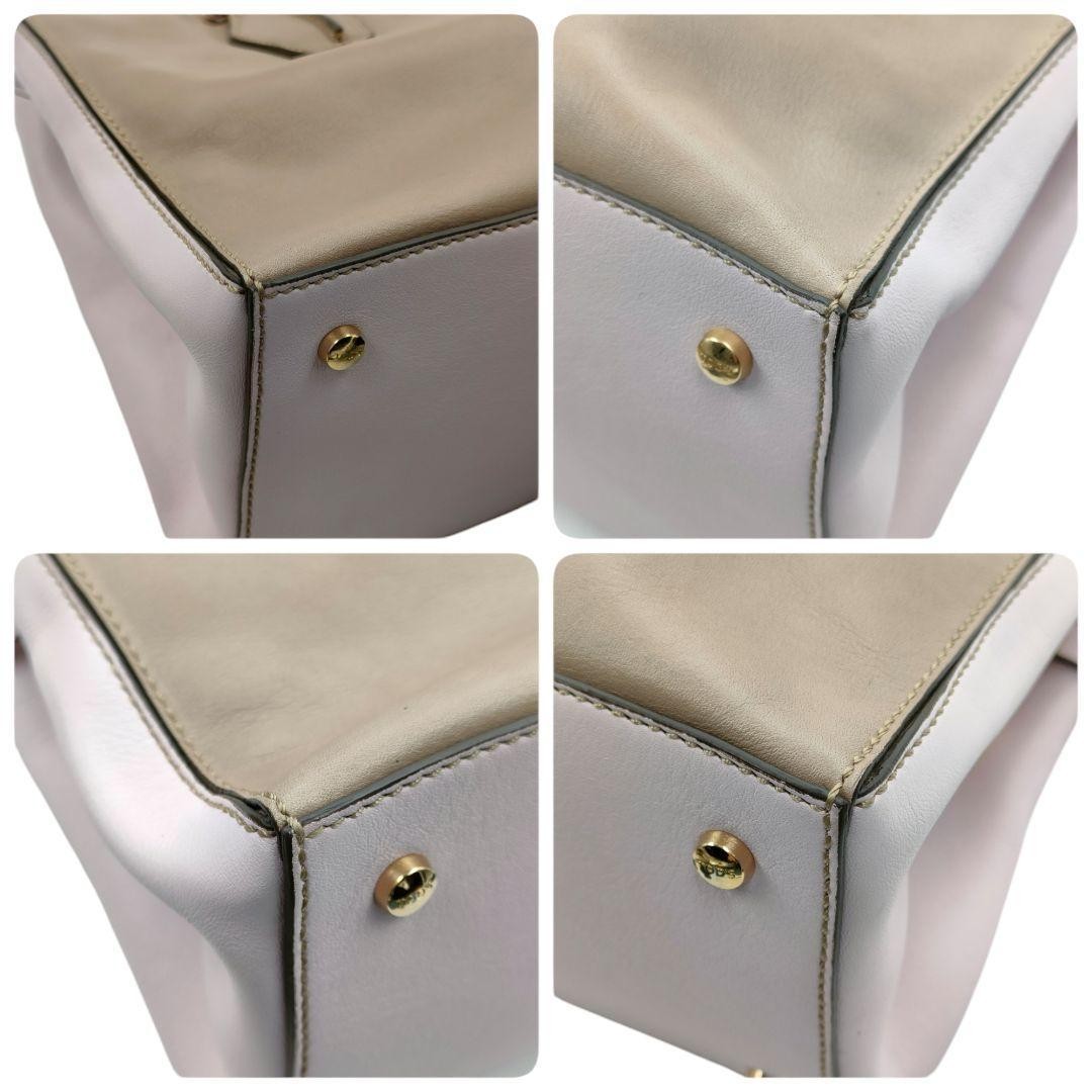 TOD'S Hand Shoulder Bag Tote Purse 2way D Cube Leather Beige Pink Authentic