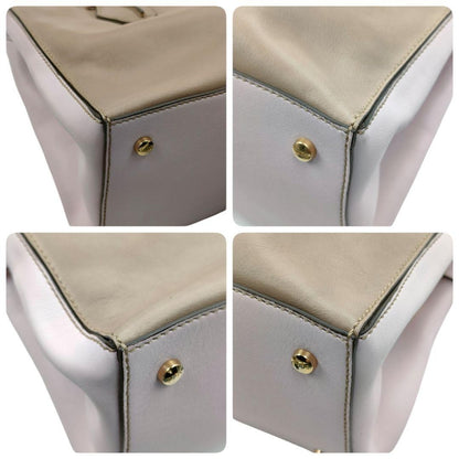 TOD'S Hand Shoulder Bag Tote Purse 2way D Cube Leather Beige Pink Authentic