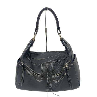 TOD'S Shoulder Bag Purse Leather Black Authentic