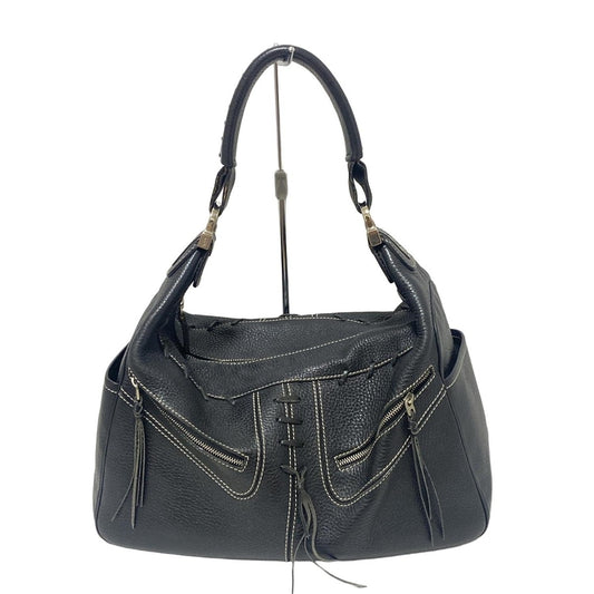 TOD'S Shoulder Bag Purse Leather Black Authentic