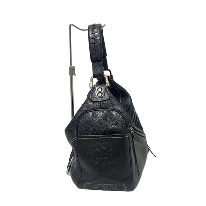 TOD'S Shoulder Bag Purse Leather Black Authentic