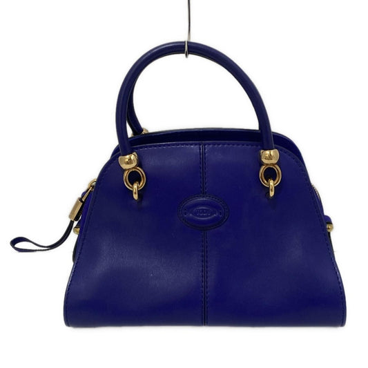 TOD'S Mini Hand Bag Tote Purse Leather Navy Authentic