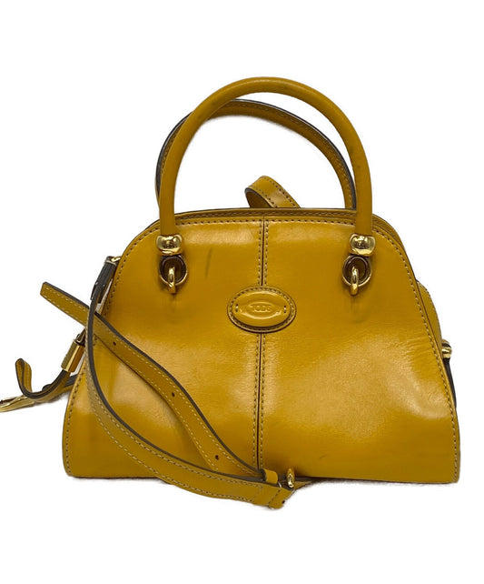 TOD'S Mini Hand Shoulder Bag Tote Purse 2way SELLA Mustard Authentic