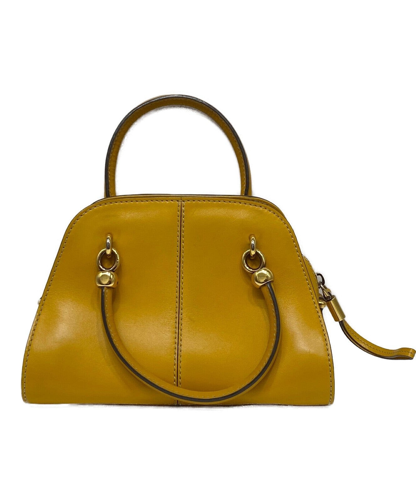 TOD'S Mini Hand Shoulder Bag Tote Purse 2way SELLA Mustard Authentic