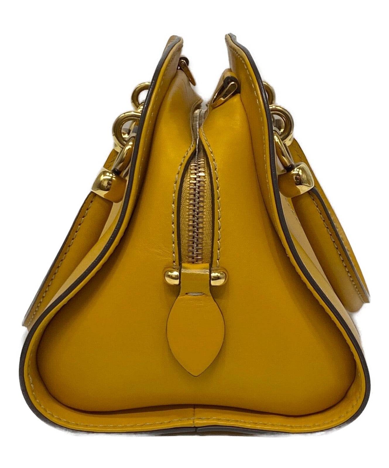 TOD'S Mini Hand Shoulder Bag Tote Purse 2way SELLA Mustard Authentic