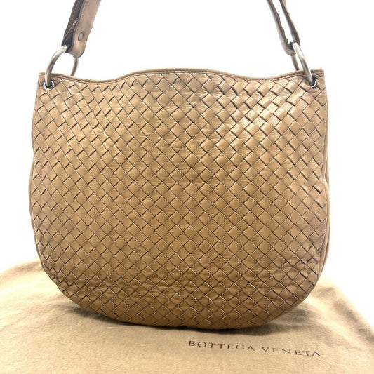 BOTTEGA VENETA Shoulder Bag Purse Intrecciato Leather Beige Authentic