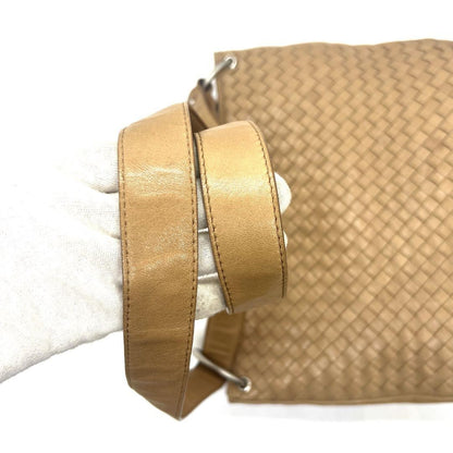 BOTTEGA VENETA Shoulder Bag Purse Intrecciato Leather Beige Authentic