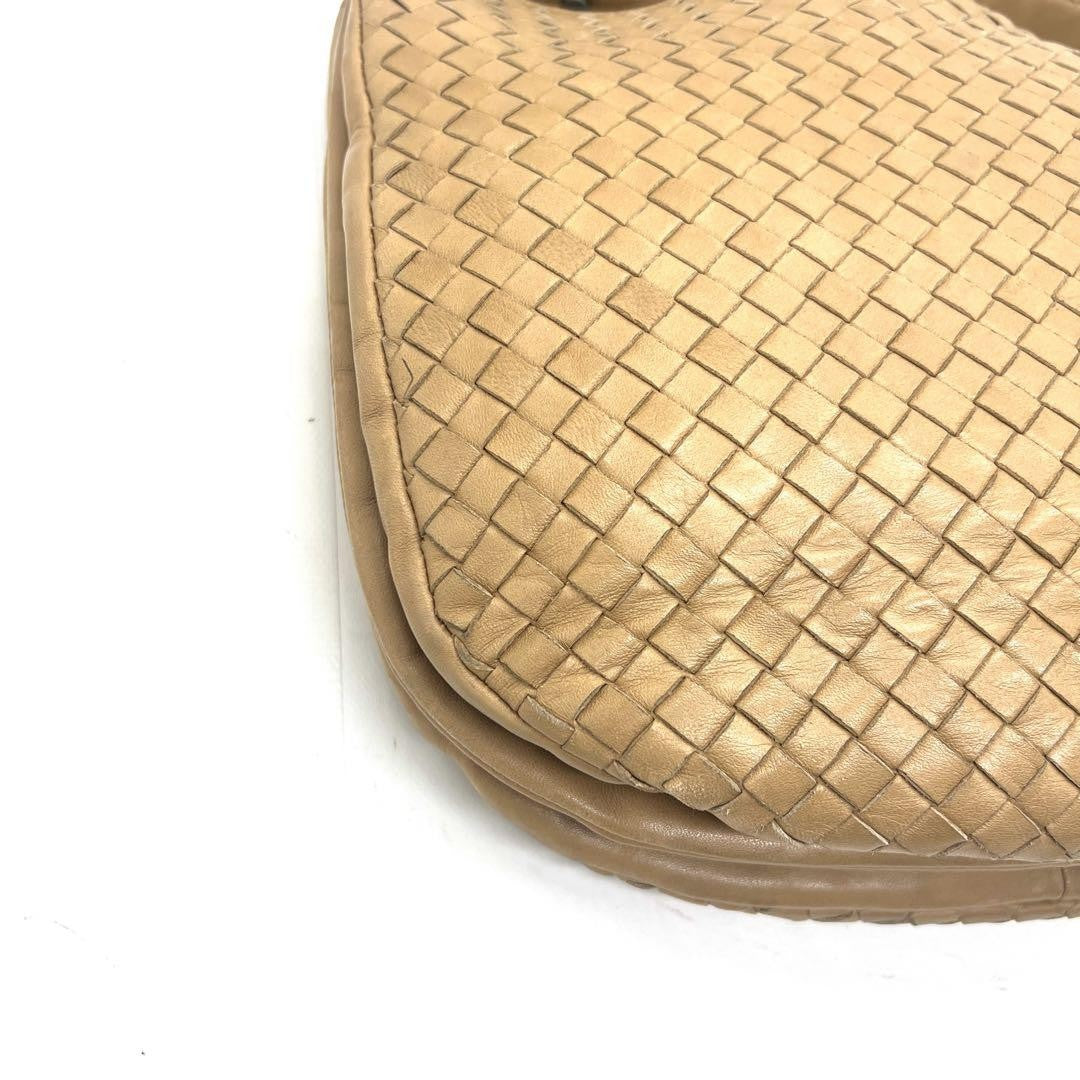 BOTTEGA VENETA Shoulder Bag Purse Intrecciato Leather Beige Authentic