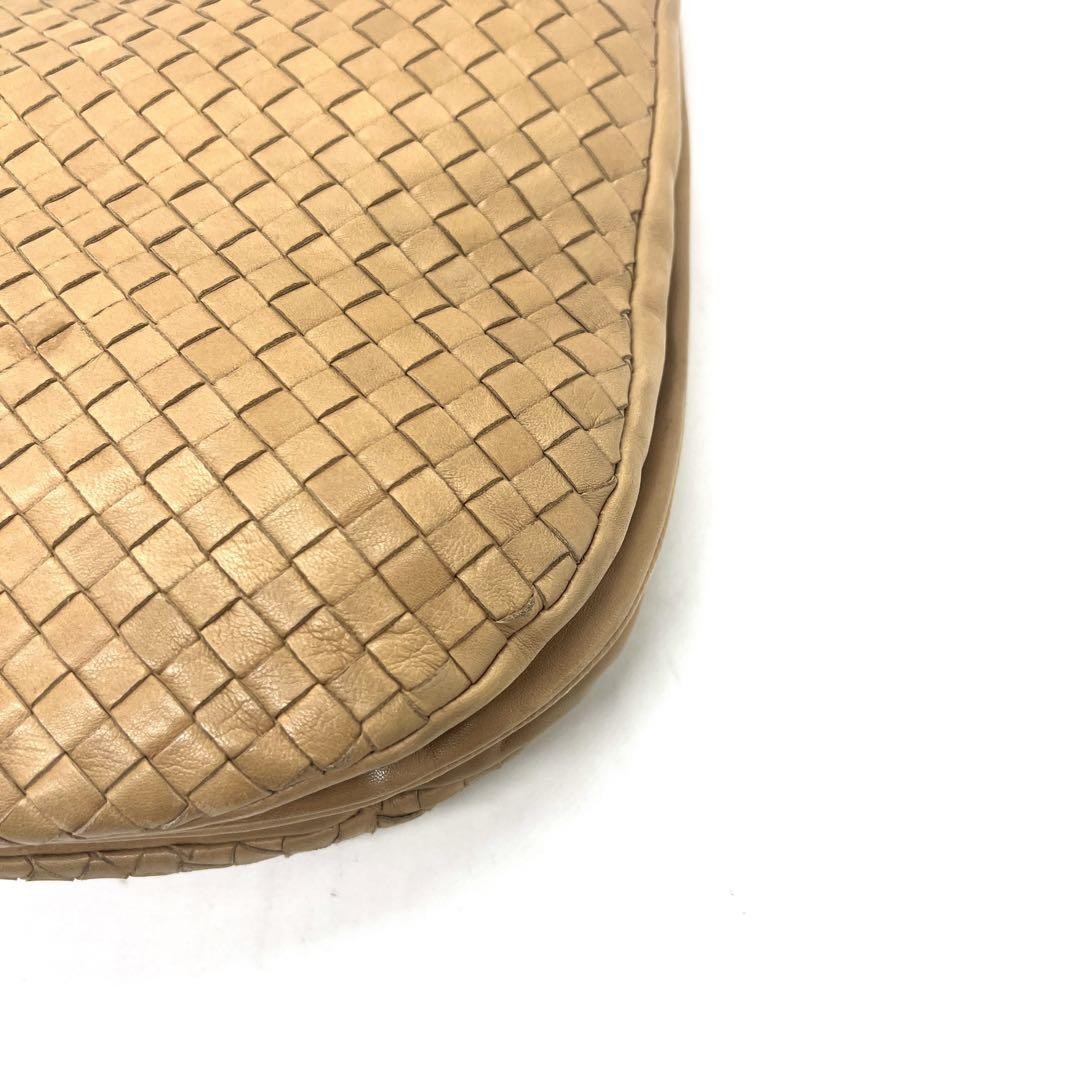 BOTTEGA VENETA Shoulder Bag Purse Intrecciato Leather Beige Authentic