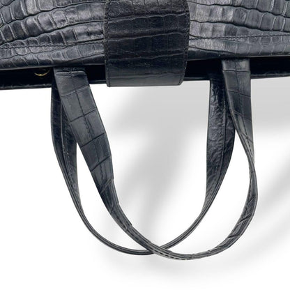 Salvatore Ferragamo Hand Bag Tote Purse Vara Leather Navy Authentic