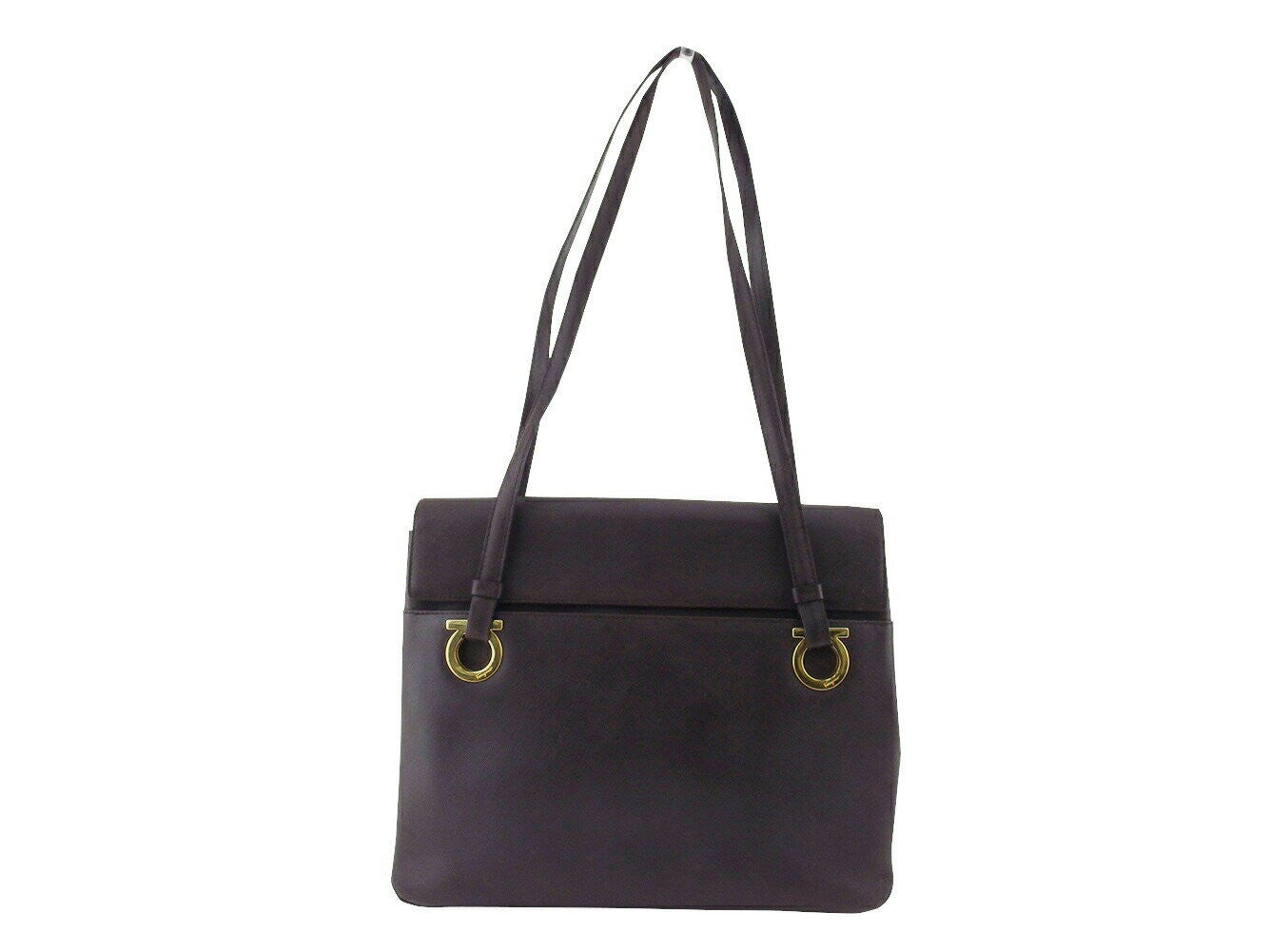 Salvatore Ferragamo Hand Bag Tote Purse Gancini Brown Authentic