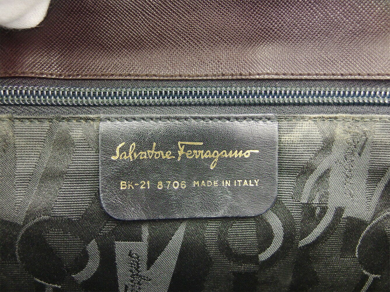 Salvatore Ferragamo Hand Bag Tote Purse Gancini Brown Authentic