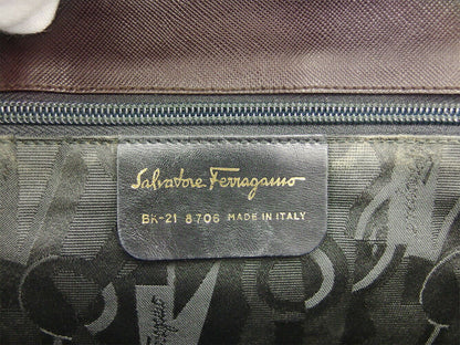 Salvatore Ferragamo Hand Bag Tote Purse Gancini Brown Authentic