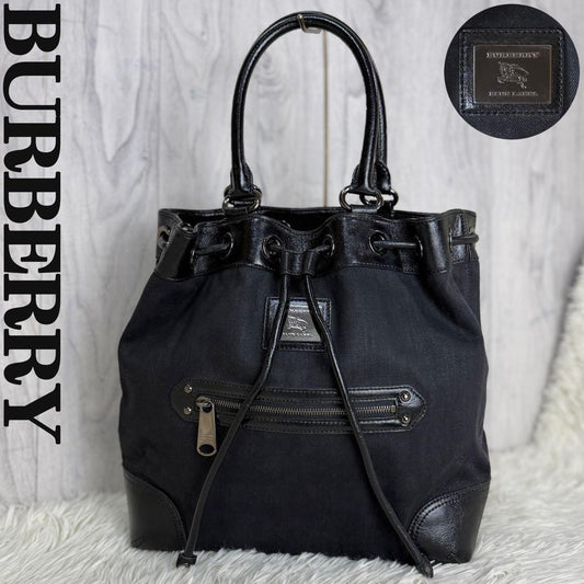 BURBERRY Hand Bag Tote Purse Black Authentic