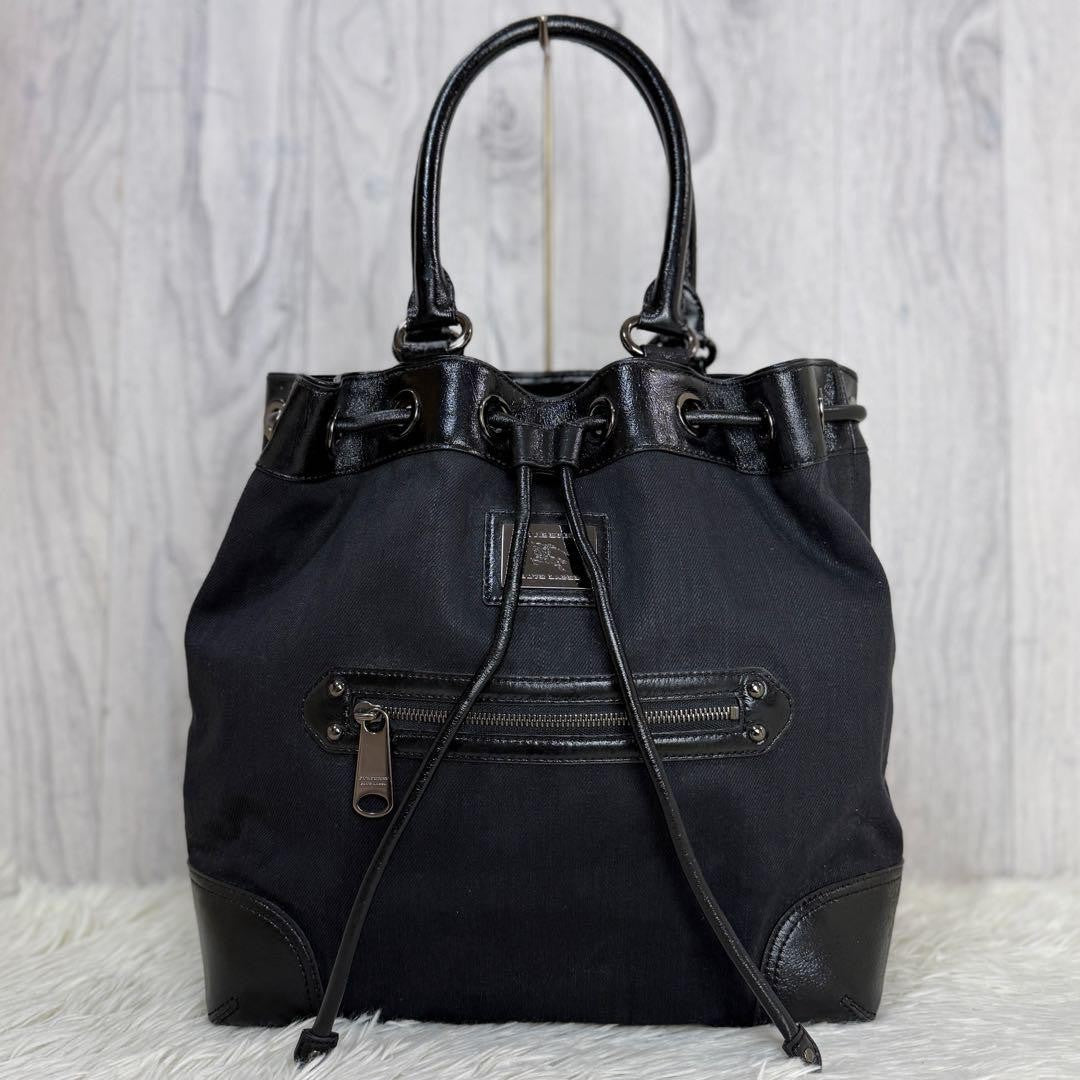BURBERRY Hand Bag Tote Purse Black Authentic