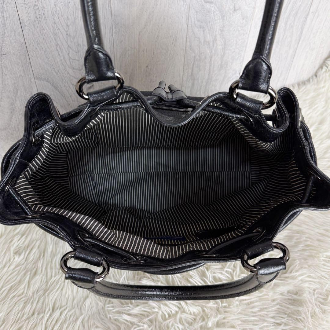 BURBERRY Hand Bag Tote Purse Black Authentic
