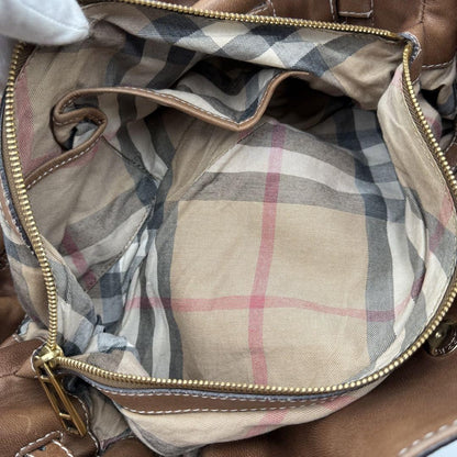BURBERRY Hand Shoulder Bag Tote Purse 2way Nova Check Leather Brown Authentic