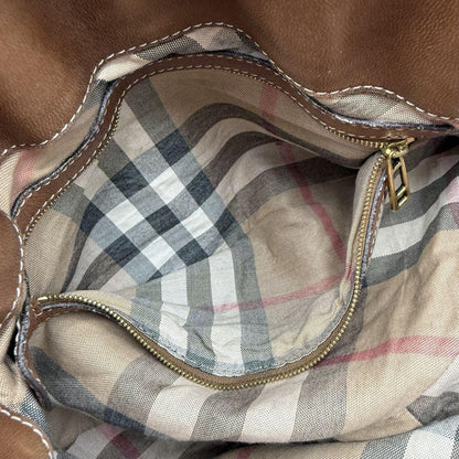 BURBERRY Hand Shoulder Bag Tote Purse 2way Nova Check Leather Brown Authentic