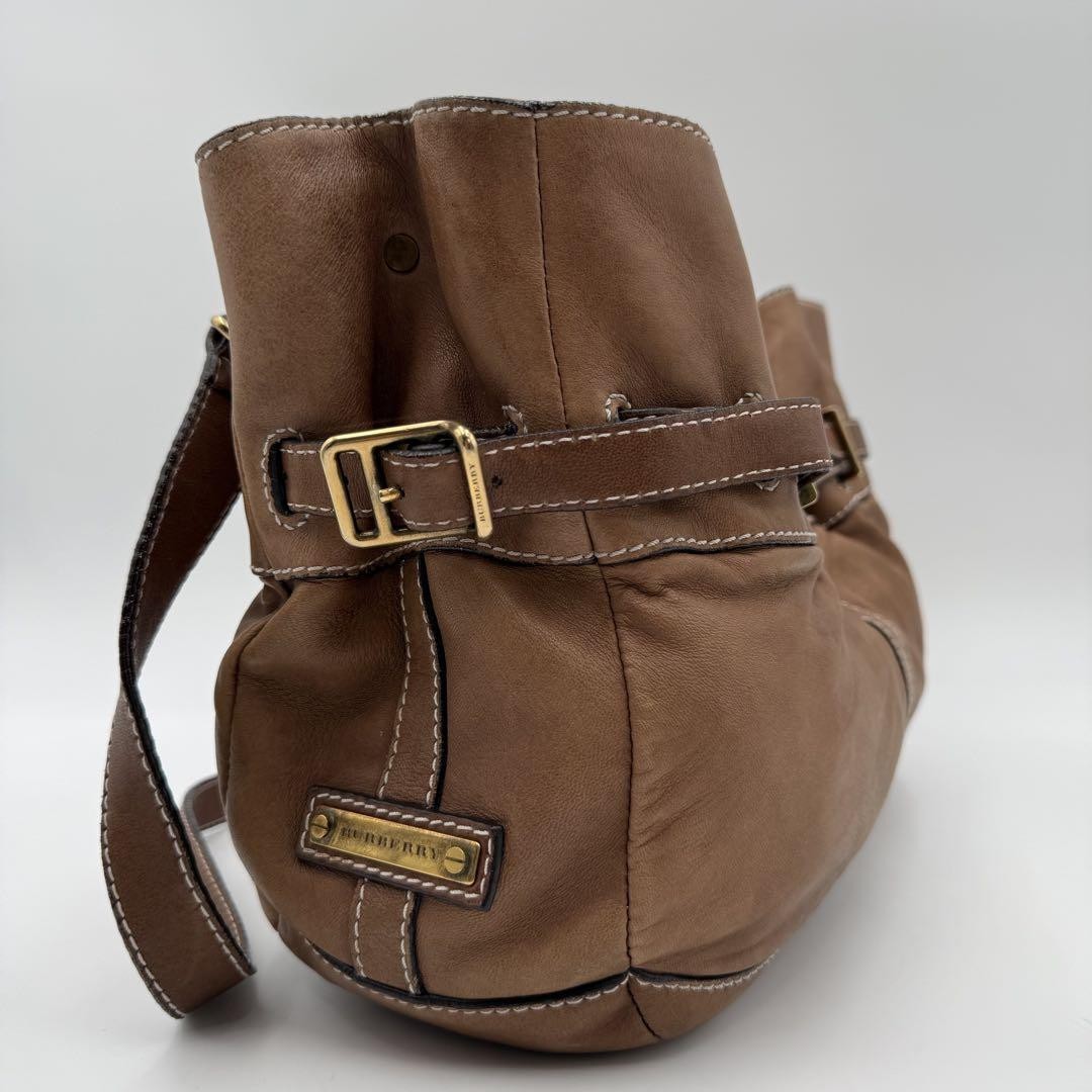 BURBERRY Hand Shoulder Bag Tote Purse 2way Nova Check Leather Brown Authentic