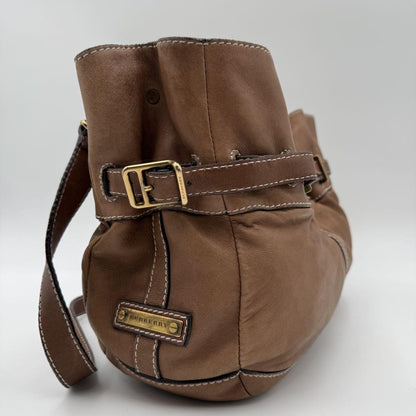BURBERRY Hand Shoulder Bag Tote Purse 2way Nova Check Leather Brown Authentic