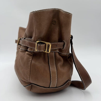 BURBERRY Hand Shoulder Bag Tote Purse 2way Nova Check Leather Brown Authentic