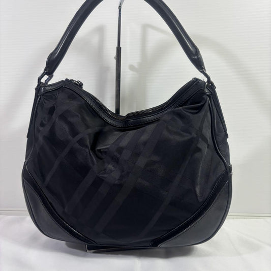 BURBERRY Hand Bag Tote Purse Nylon Leather Black Authentic