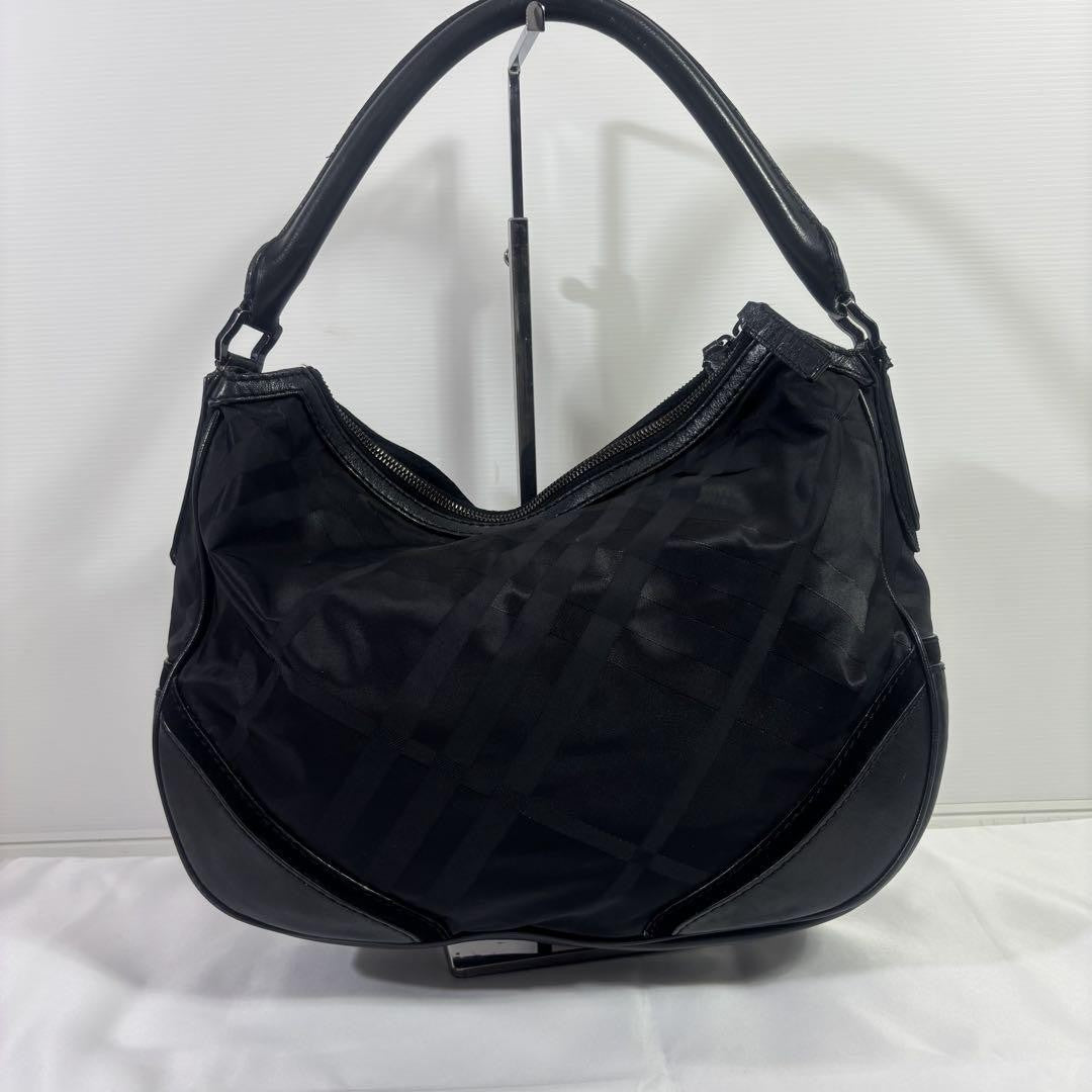 BURBERRY Hand Bag Tote Purse Nylon Leather Black Authentic