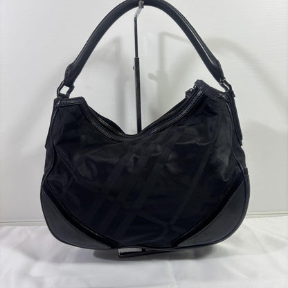 BURBERRY Hand Bag Tote Purse Nylon Leather Black Authentic