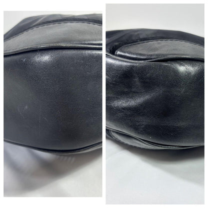 BURBERRY Hand Bag Tote Purse Nylon Leather Black Authentic