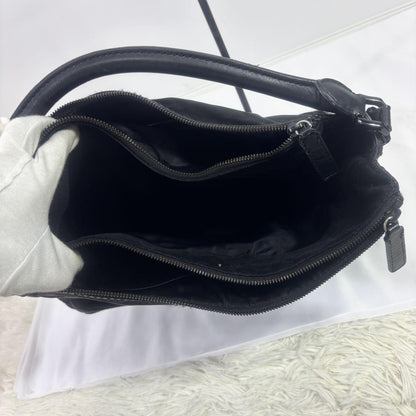 BURBERRY Hand Bag Tote Purse Nylon Leather Black Authentic