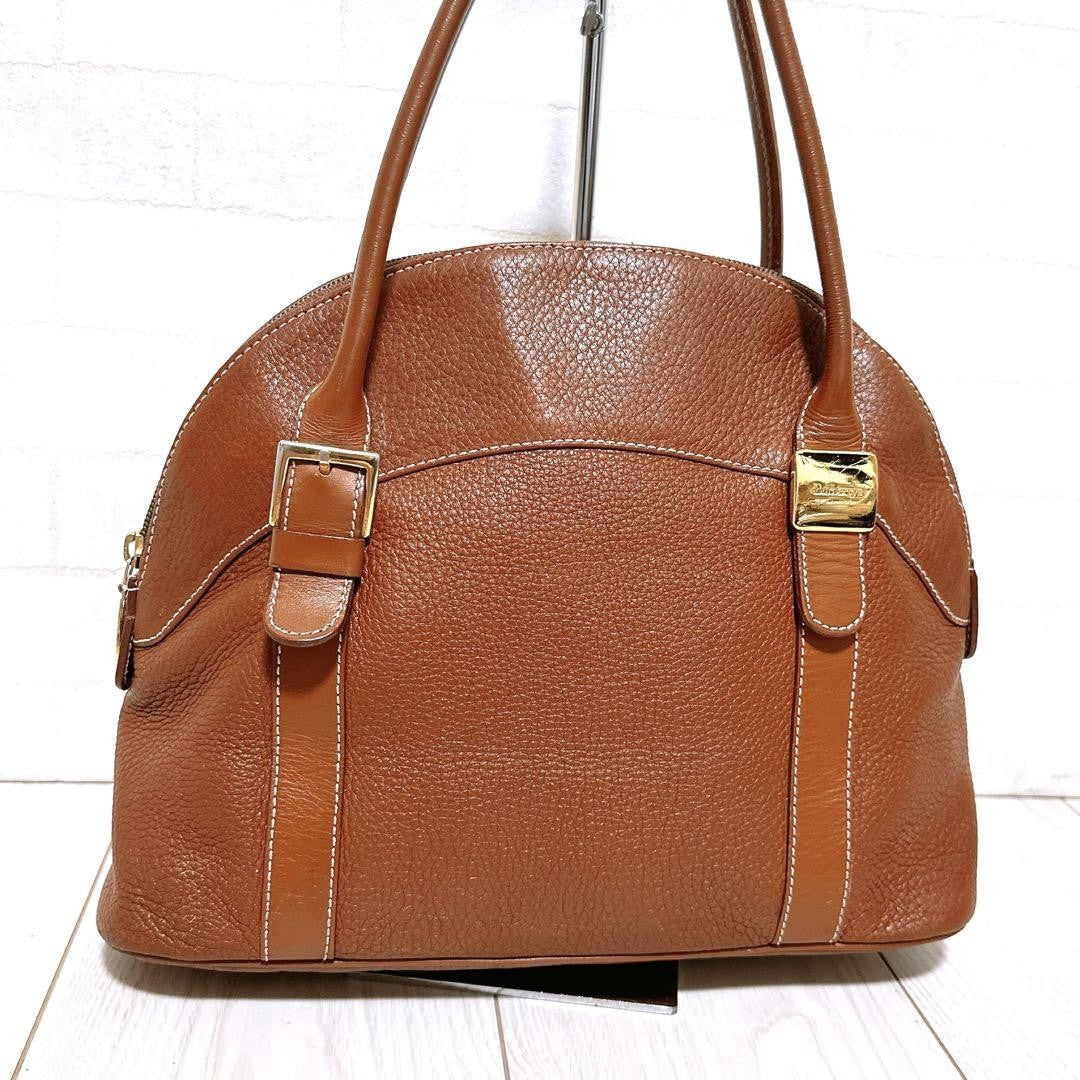 BURBERRYS Hand Bag Tote Purse Nova Check Leather Camel Authentic