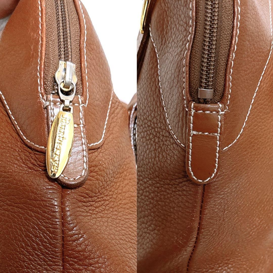BURBERRYS Hand Bag Tote Purse Nova Check Leather Camel Authentic