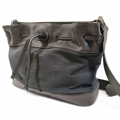 BURBERRY Shoulder Bag Purse Nova Check Canvas Leather Black Authentic