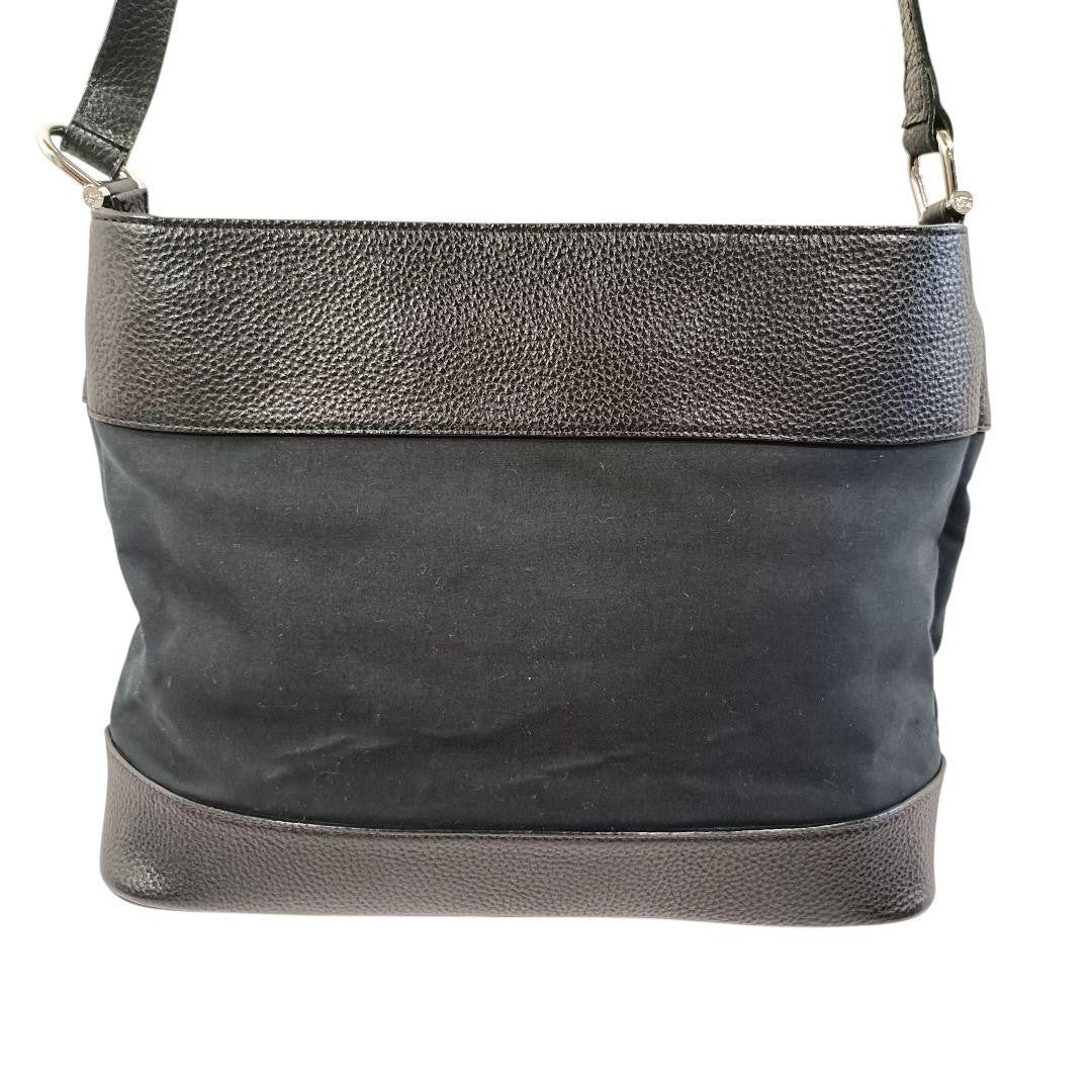 BURBERRY Shoulder Bag Purse Nova Check Canvas Leather Black Authentic