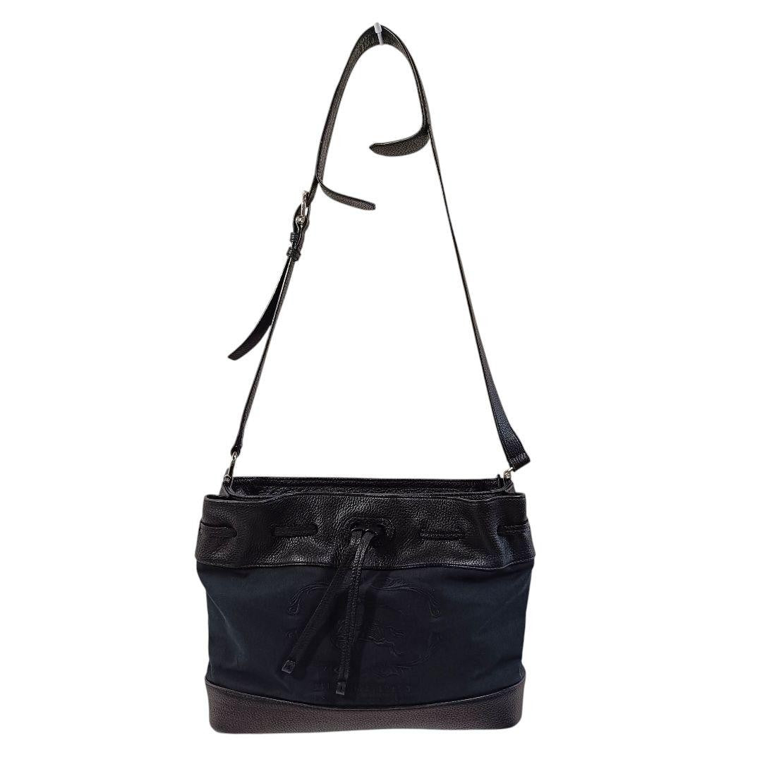 BURBERRY Shoulder Bag Purse Nova Check Canvas Leather Black Authentic